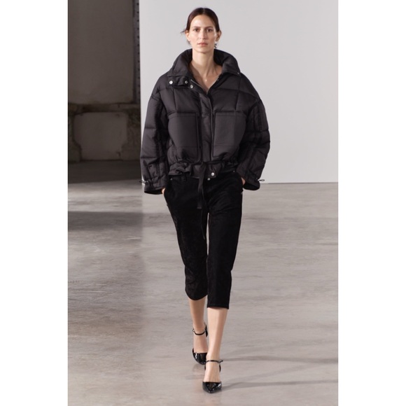ZARA • Black Puffer Water Repellent Anorak ZW Collection Jacket Coat - Picture 2 of 12
